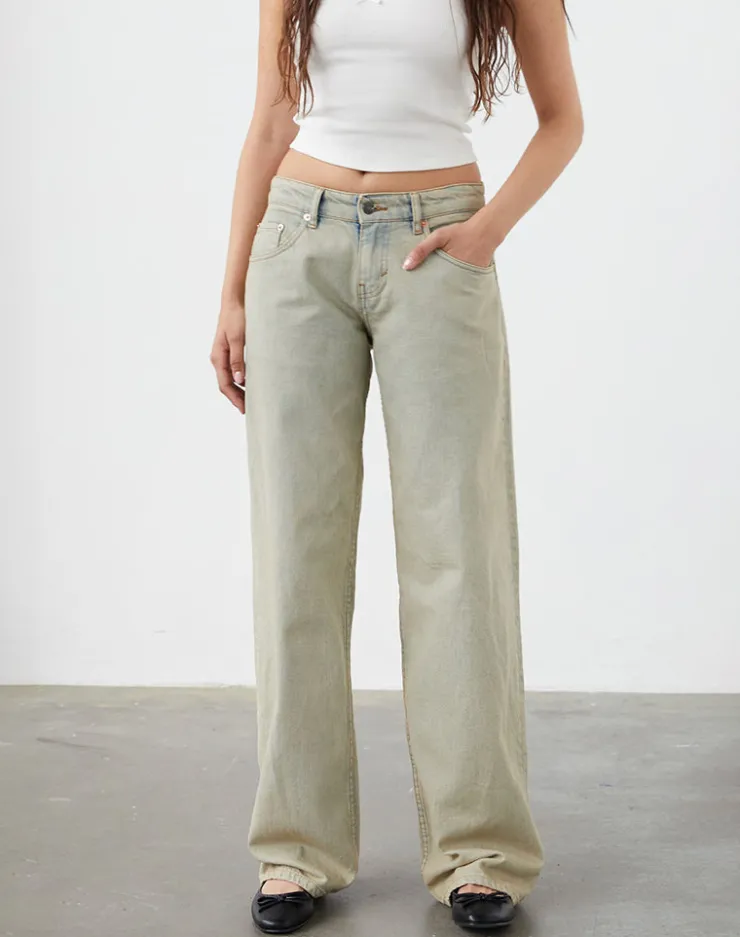 Women Motel Rocks Low Rise Pants | Jeans | Low Rise Parallel Jeans in Desert Sand Wash