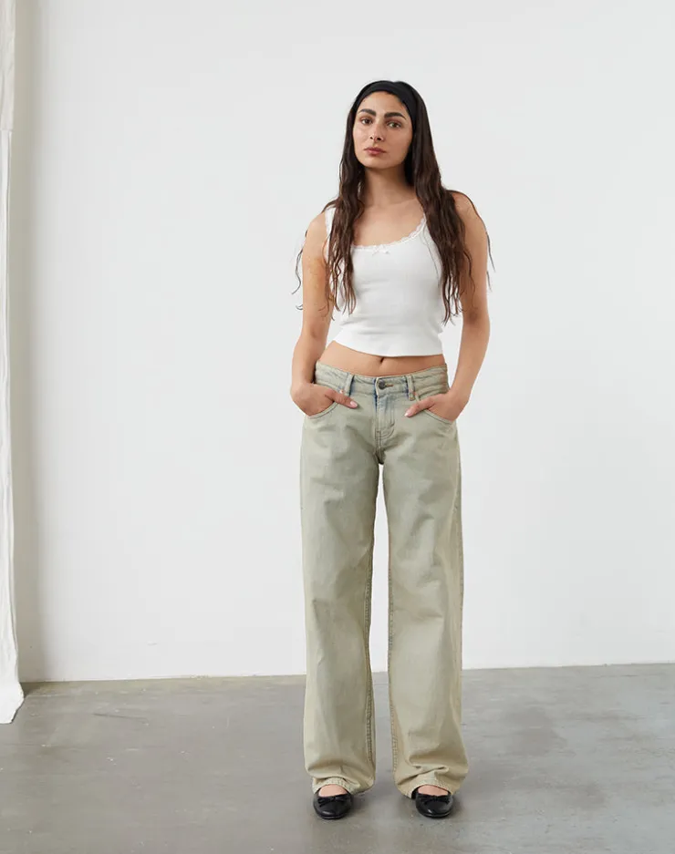 Women Motel Rocks Low Rise Pants | Jeans | Low Rise Parallel Jeans in Desert Sand Wash