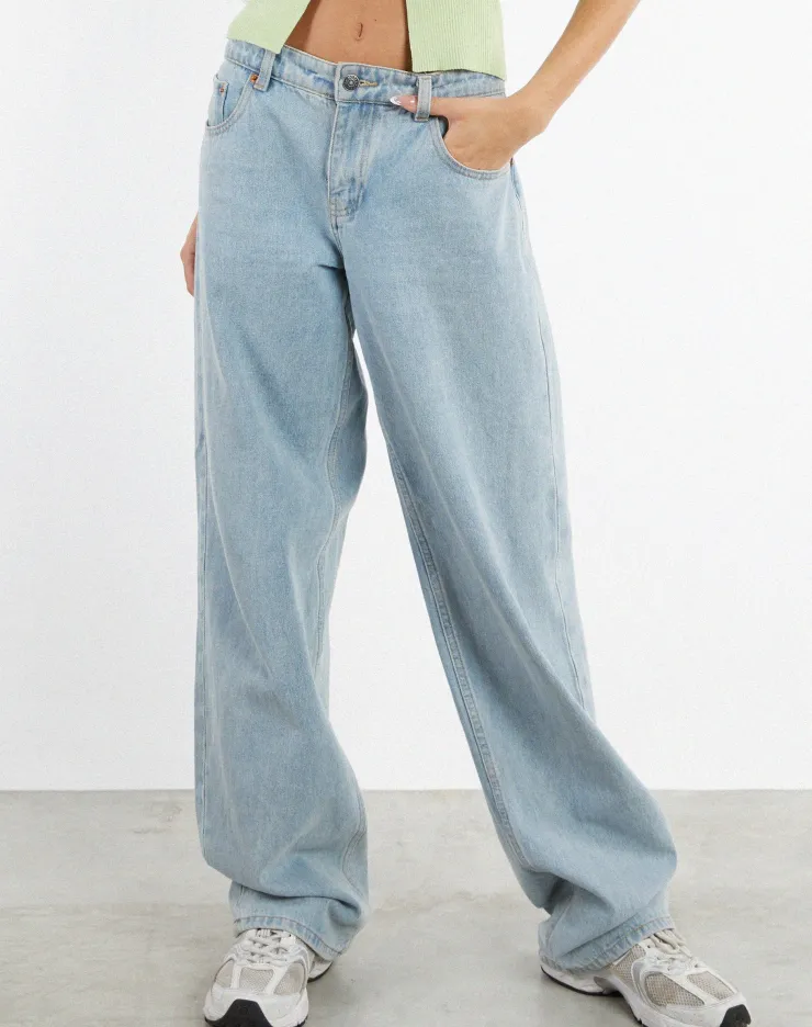 Women Motel Rocks Low Rise Pants | Low Rise Parallel Jeans in Extra Light Wash Blue