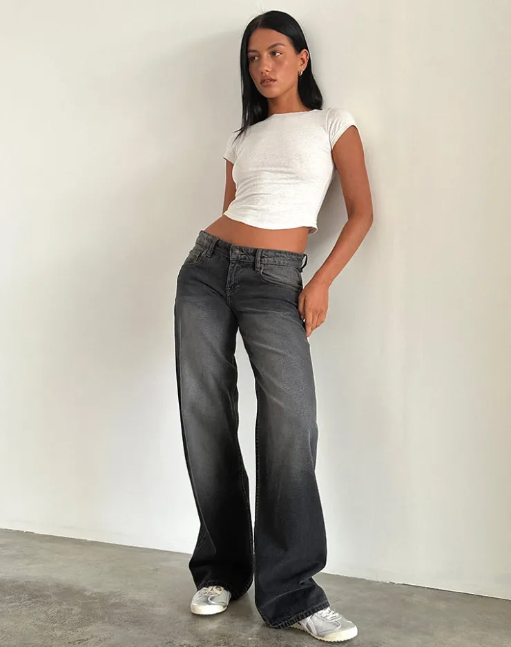 Women Motel Rocks Low Rise Pants | Jeans | Low Rise Parallel Jeans in Grey Used Bleach