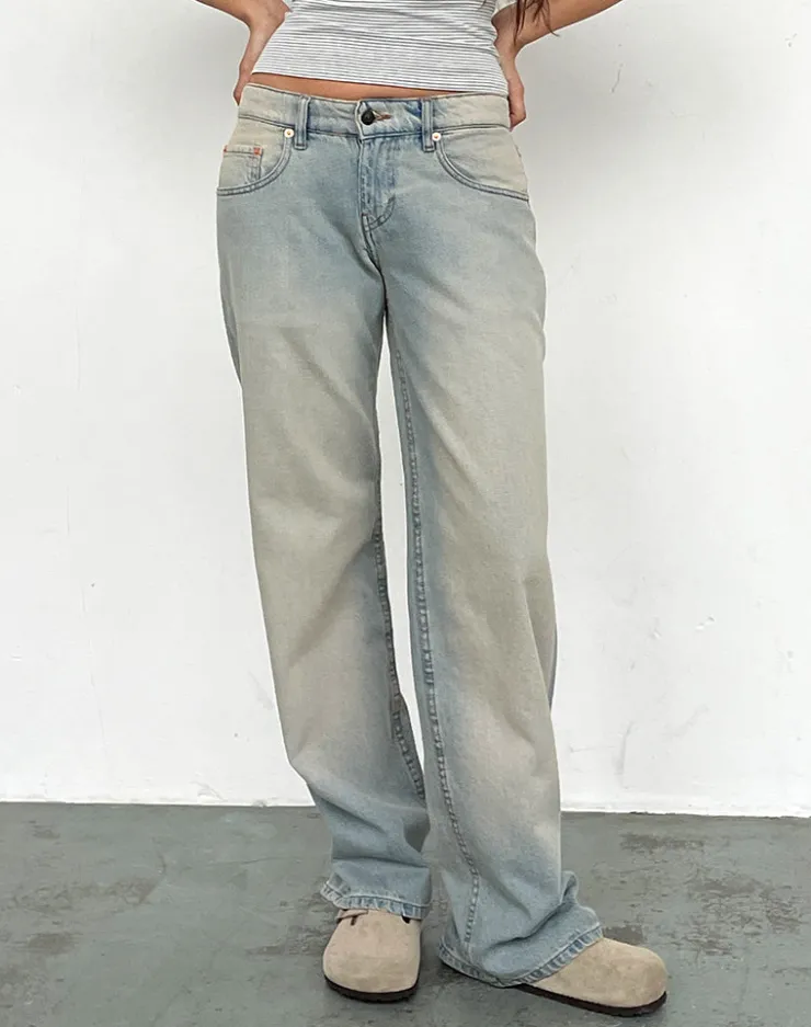 Women Motel Rocks Low Rise Pants | Jeans | Low Rise Parallel Jeans in Sand Bleach Extreme