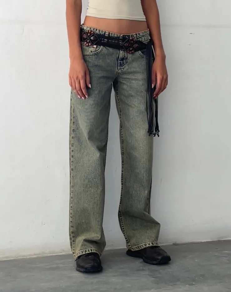 Women Motel Rocks Low Rise Pants | Jeans | Low Rise Parallel Jeans in Sandy Blue Acid