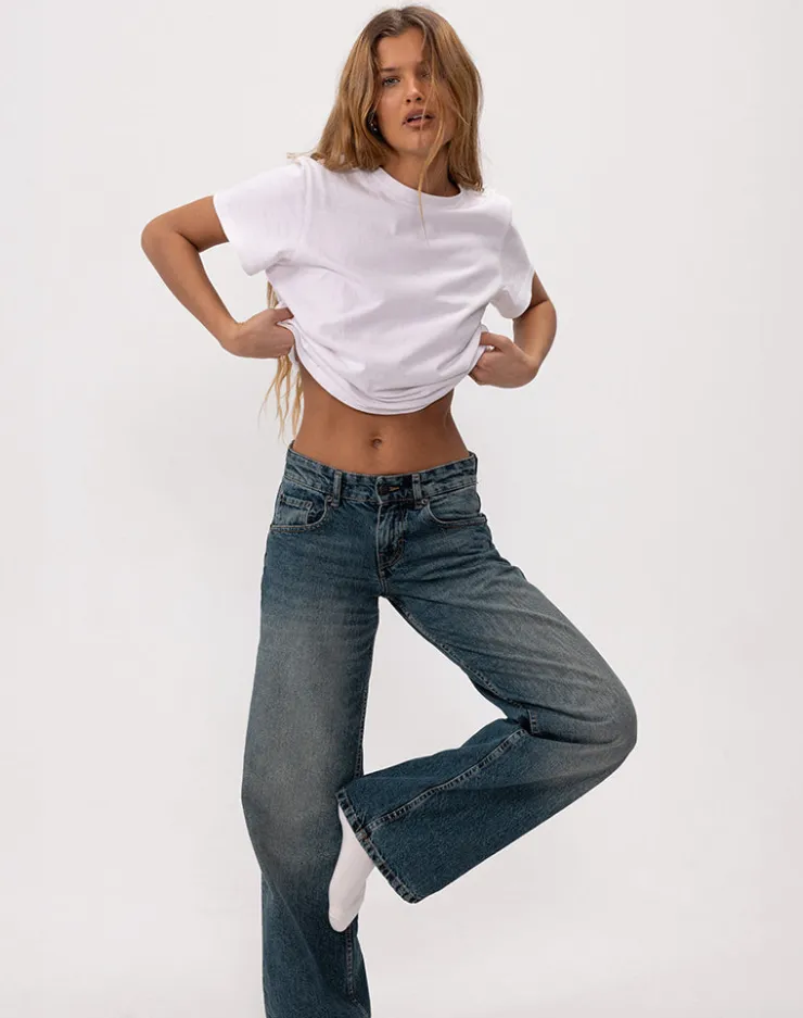 Women Motel Rocks Jeans | Parallel Jeans | Low Rise Parallel Jeans in Steel Blue