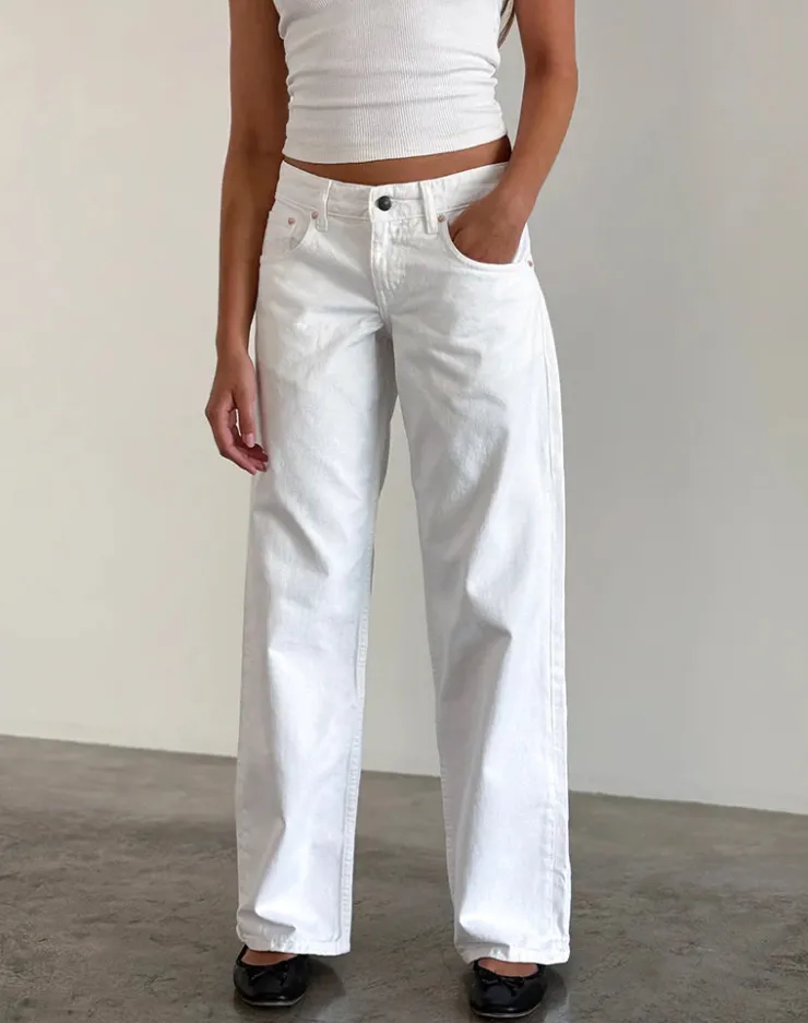 Women Motel Rocks Jeans | Straight Leg Jeans | Low Rise Parallel Jeans in True White