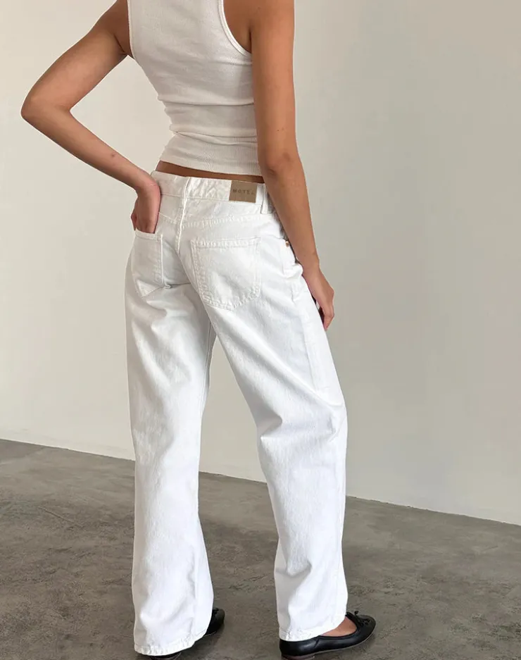 Women Motel Rocks Jeans | Straight Leg Jeans | Low Rise Parallel Jeans in True White