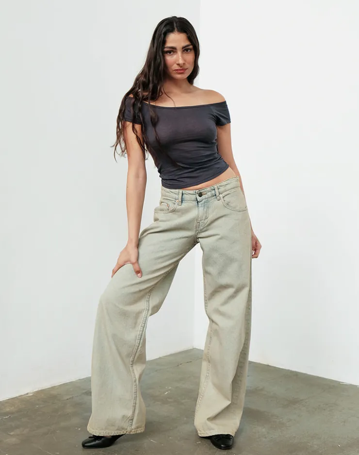 Women Motel Rocks Low Rise Pants | Jeans | Low Rise Roomy Jeans in Desert Sand Wash