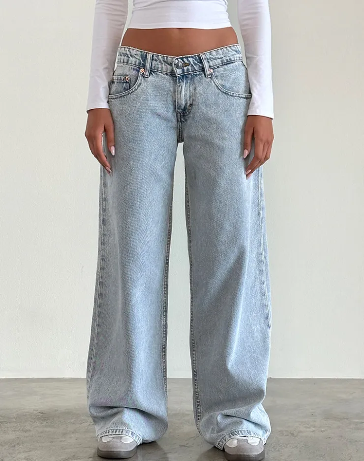 Women Motel Rocks Jeans | Roomy Jeans | Low Rise Roomy Jeans in 80's Light Wash Blue