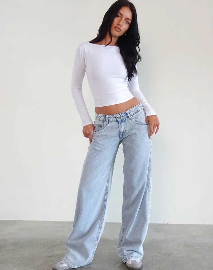 Women Motel Rocks Jeans | Roomy Jeans | Low Rise Roomy Jeans in 80's Light Wash Blue