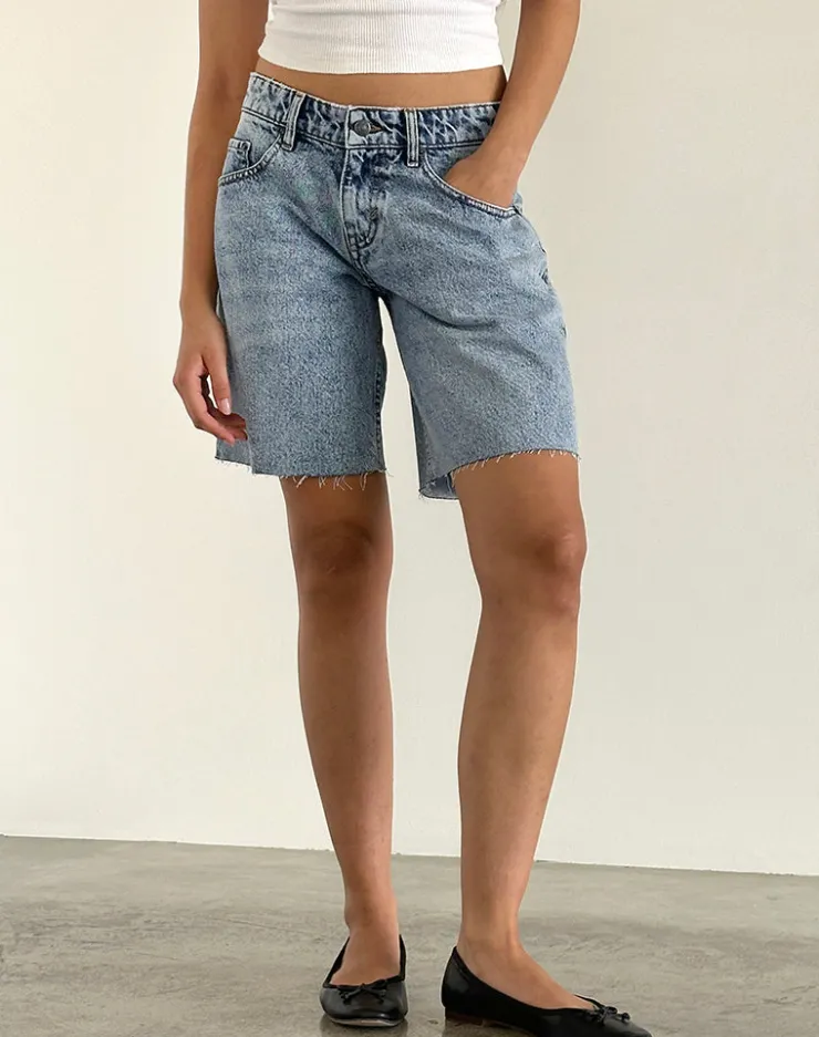 Women Motel Rocks Jorts | Low Rise Roomy Shorts in Vintage Blue Wash