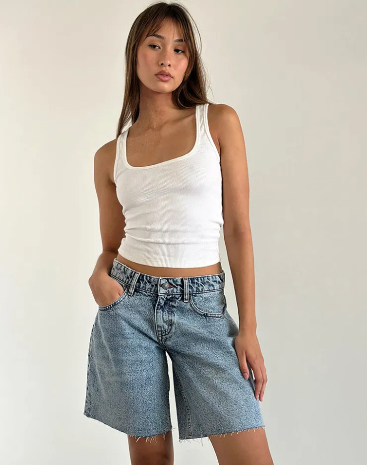 Women Motel Rocks Jorts | Low Rise Roomy Shorts in Vintage Blue Wash