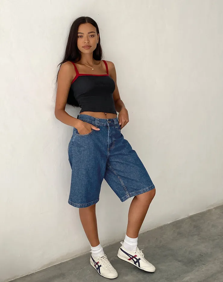 Women Motel Rocks Jorts | Low Rise Skater Shorts in Core Blue Stone