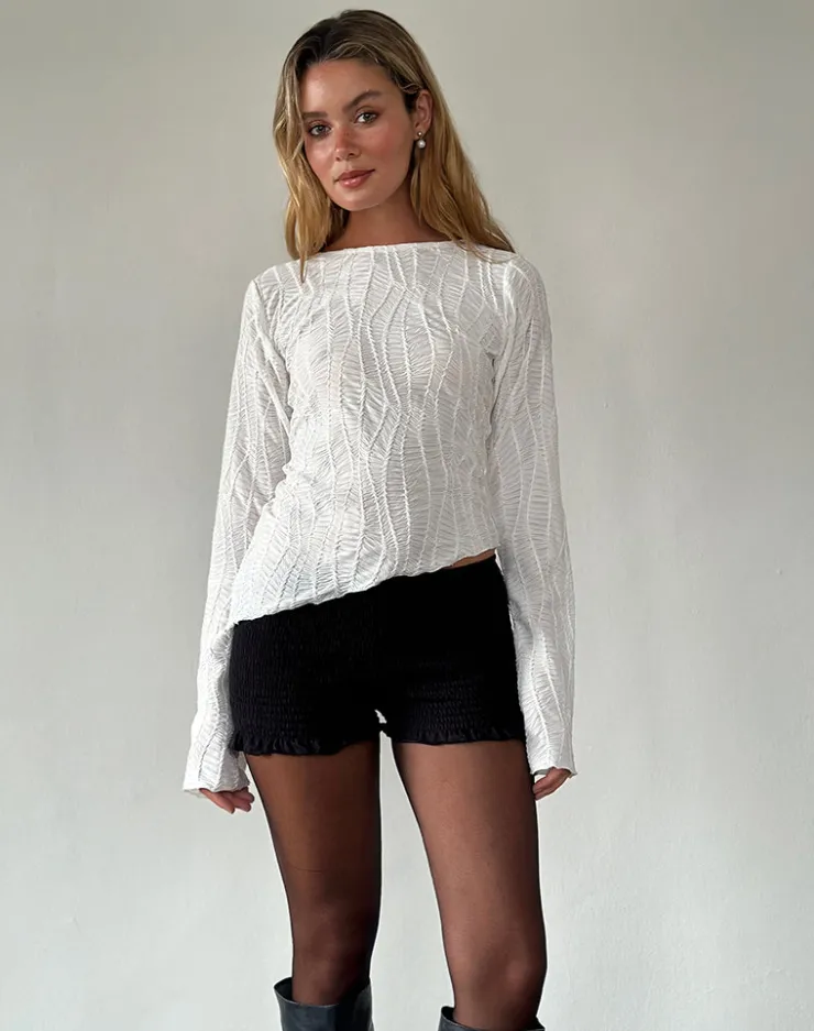 Women Motel Rocks Basic Tops | Long Sleeve Tops | Lucca Ripple Top Jacquard White