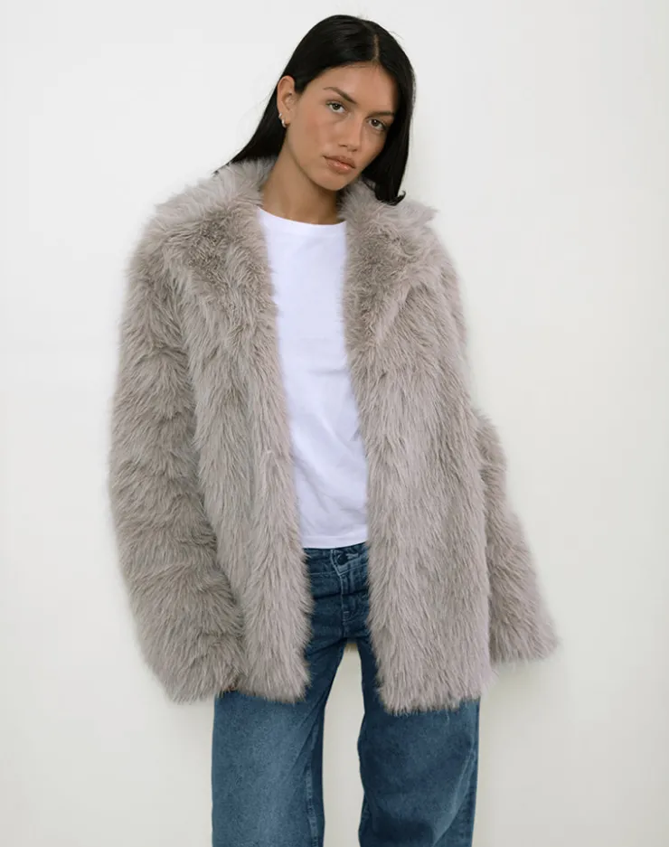 Women Motel Rocks Jackets | Coats | Lupita Jacket in Faux Fur Taupe