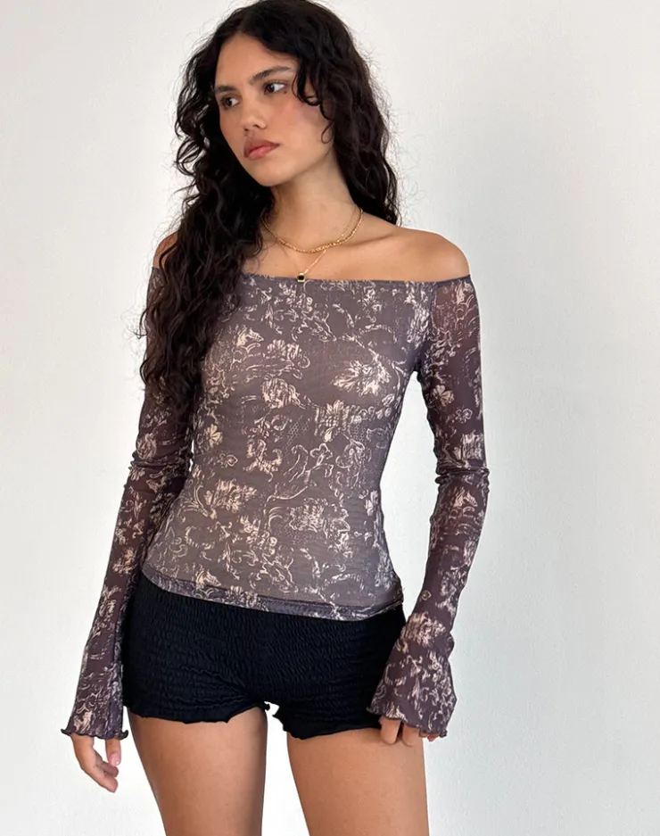 Women Motel Rocks Long Sleeve Tops | Printed Tops | Lutana Top in Batik Botanical Brown