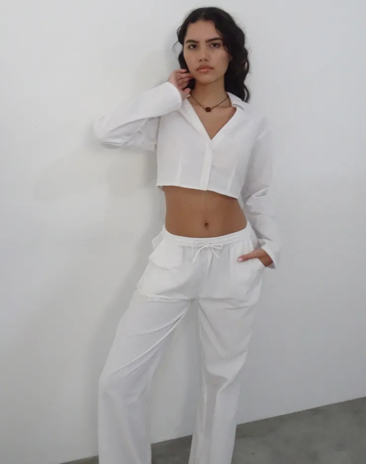 Women Motel Rocks Long Sleeve Tops | Lyse Super Cropped Shirt in White