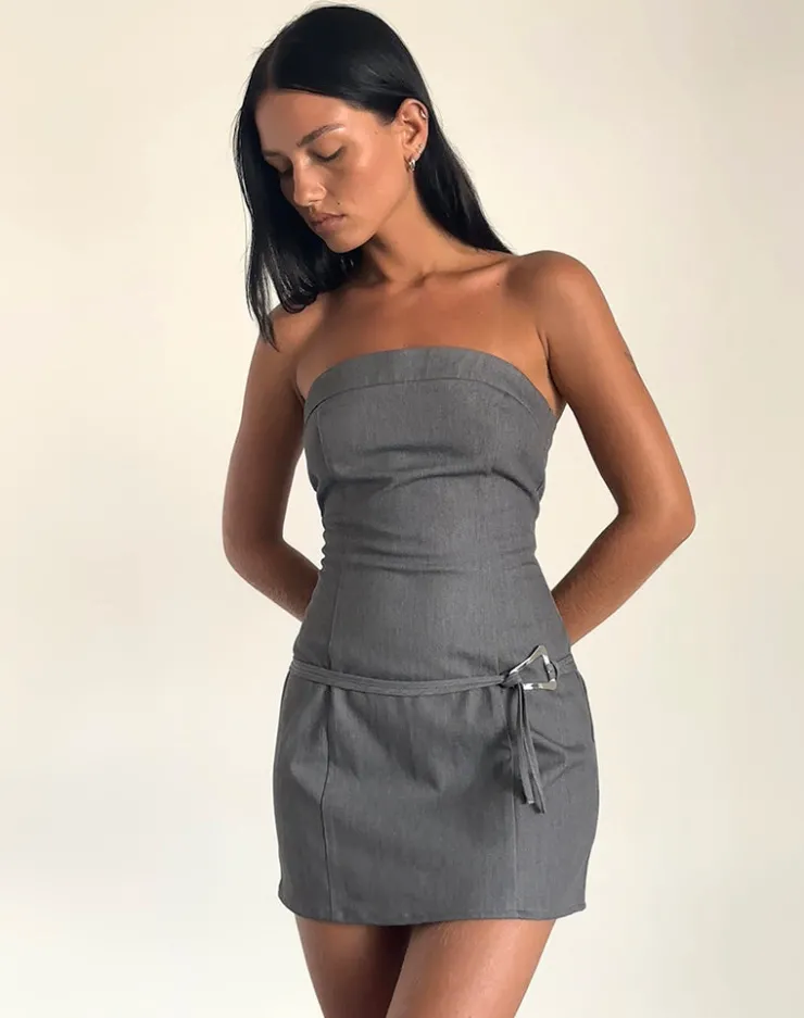 Women Motel Rocks Bandeau Dresses | Party Dresses | Magaska Bandeau Mini Dress in Tailoring Charcoal