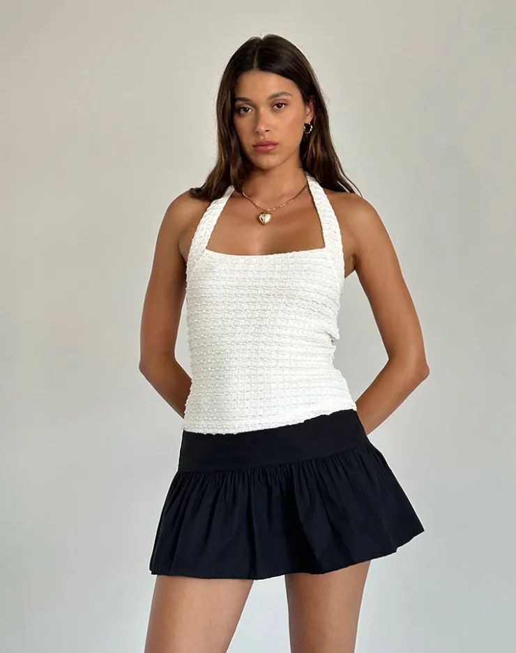 Women Motel Rocks Halterneck Tops | Going Out Tops | Maggha Halterneck Top in Crinkle Ivory