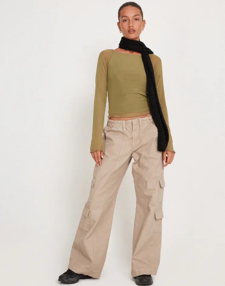 Women Motel Rocks Long Sleeve Tops | Mahira Long Sleeve Mesh Top in Olive