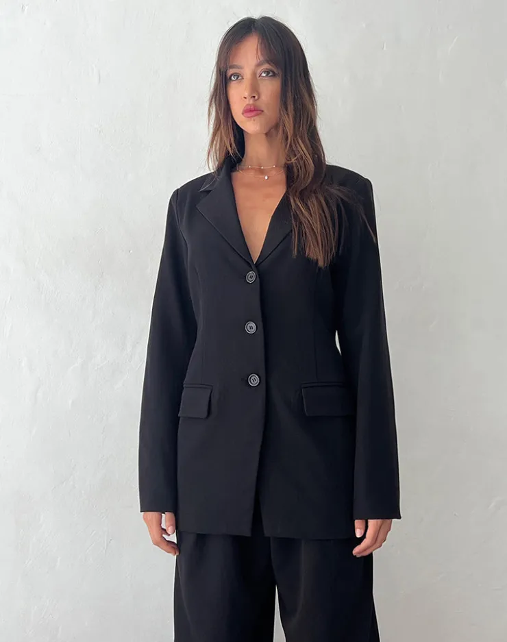 Women Motel Rocks Basics | Malana Slim Fit Blazer in Tailoring Black