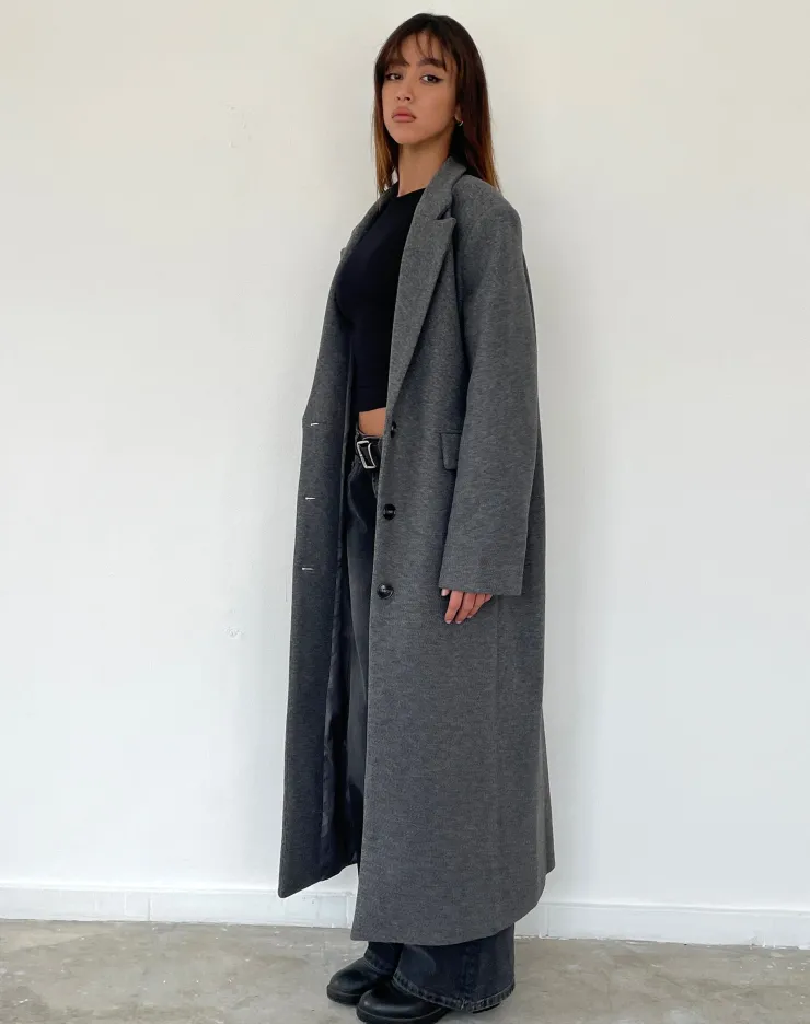 Women Motel Rocks Jackets | Coats | Malati Longline Coat in Charcoal