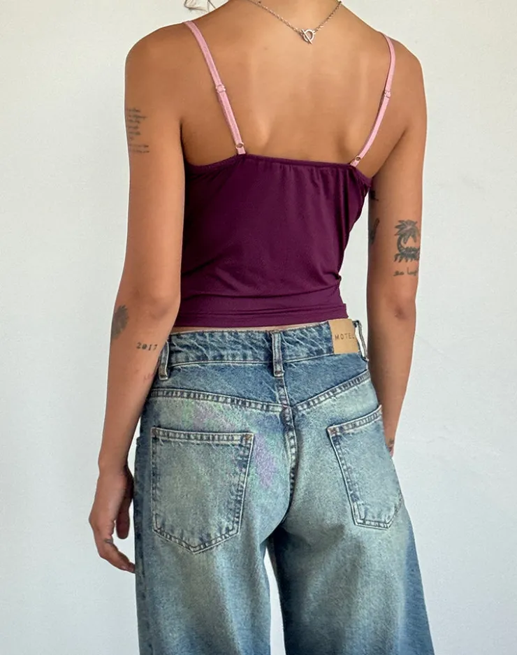 Women Motel Rocks Strappy Tops | Marjorie Strappy Top in Smooth Slinky Berry