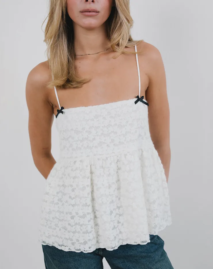 Women Motel Rocks Strappy Tops | Lace Tops | Marreta Cami Top in Dahlia Lace Ivory