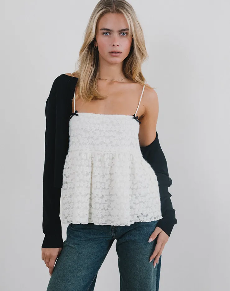 Women Motel Rocks Strappy Tops | Lace Tops | Marreta Cami Top in Dahlia Lace Ivory