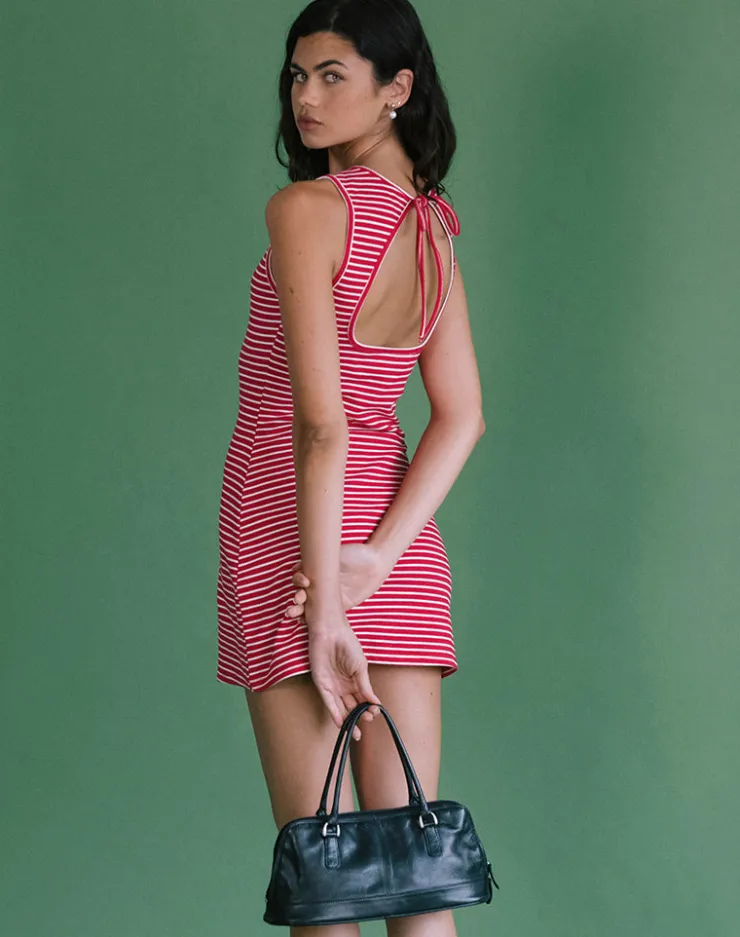 Women Motel Rocks Basics | Printed Dresses | Masha Mini Dress in Red and White Stripe Jersey