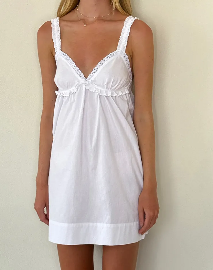 Women Motel Rocks Day Dresses | Mini Dresses | Melda Tea Mini Dress in Poplin White