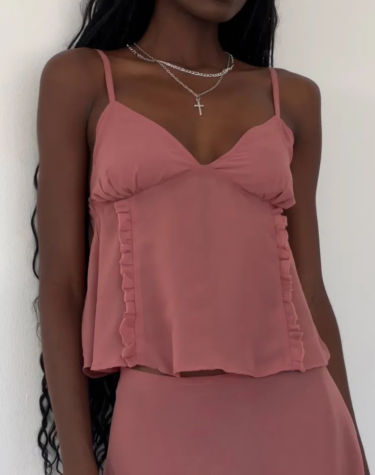 Women Motel Rocks Strappy Tops | Melly Chiffon Cami Top in Dessert Sand