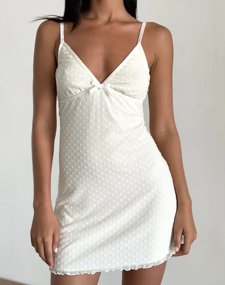 Women Motel Rocks Day Dresses | Party Dresses | Mevila Cami Mini Dress in Ivory Polka Flock