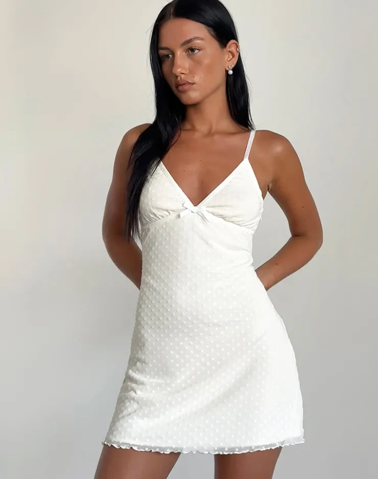 Women Motel Rocks Day Dresses | Party Dresses | Mevila Cami Mini Dress in Ivory Polka Flock