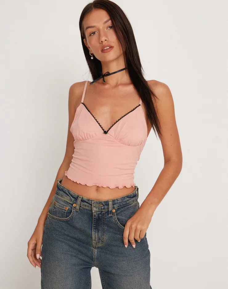 Women Motel Rocks Vest Tops | Strappy Tops | Mia Ballet Jersey Cami Vest Top in Pink