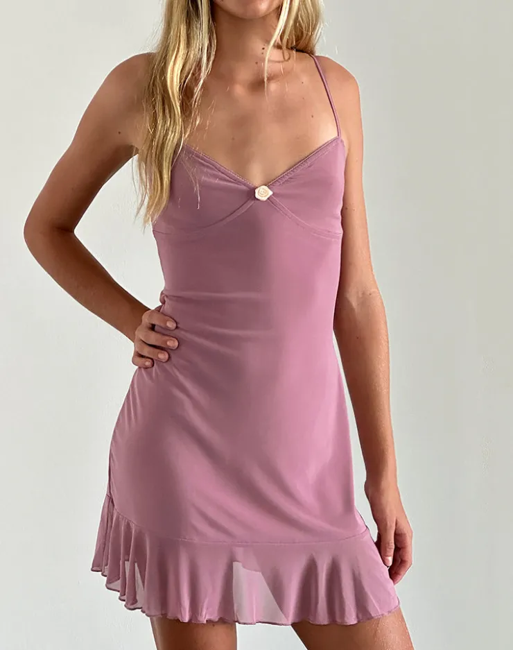 Women Motel Rocks Party Dresses | Micaya Mini Dress in Mesh Mauve