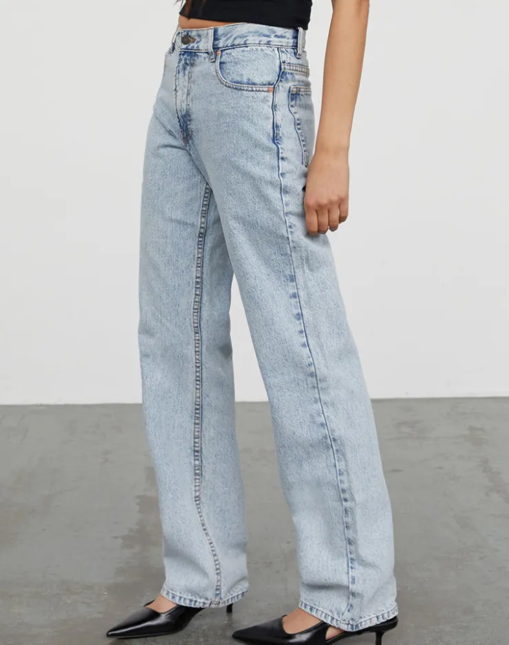 Women Motel Rocks Low Rise Pants | Jeans | Mid Rise Slim Parallel Jeans in 80's Light Wash