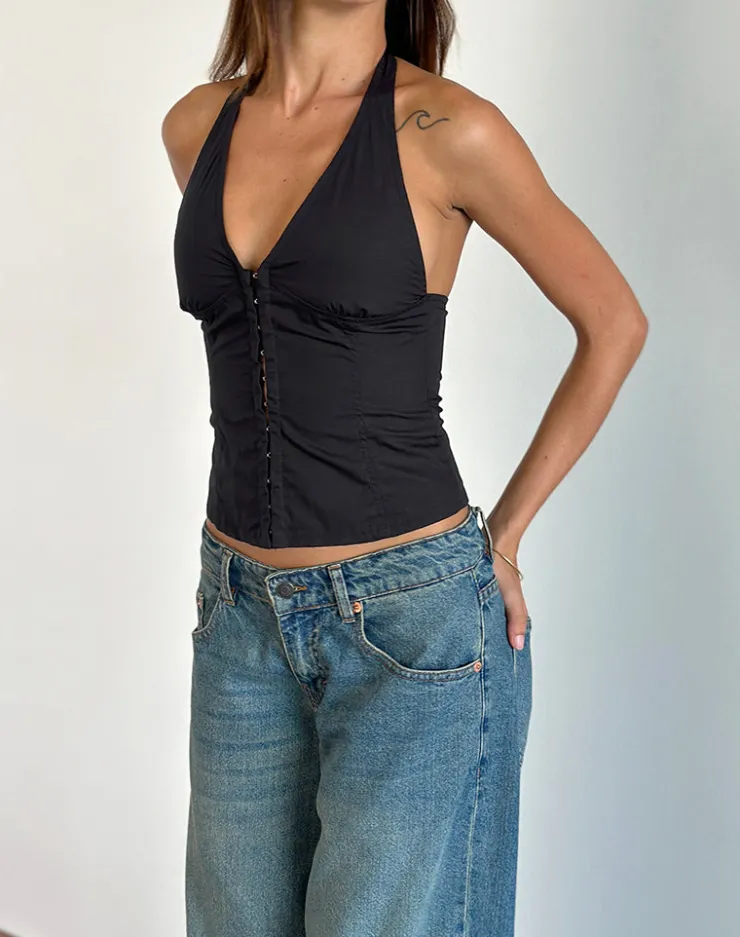 Women Motel Rocks Basic Tops | Vest Tops | Miken Halterneck Vest Top in Black