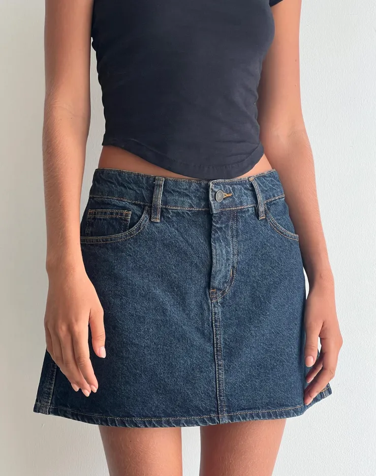 Women Motel Rocks A Line Skirts | Denim Skirts | Mini A-Line Skirt in Denim Indigo