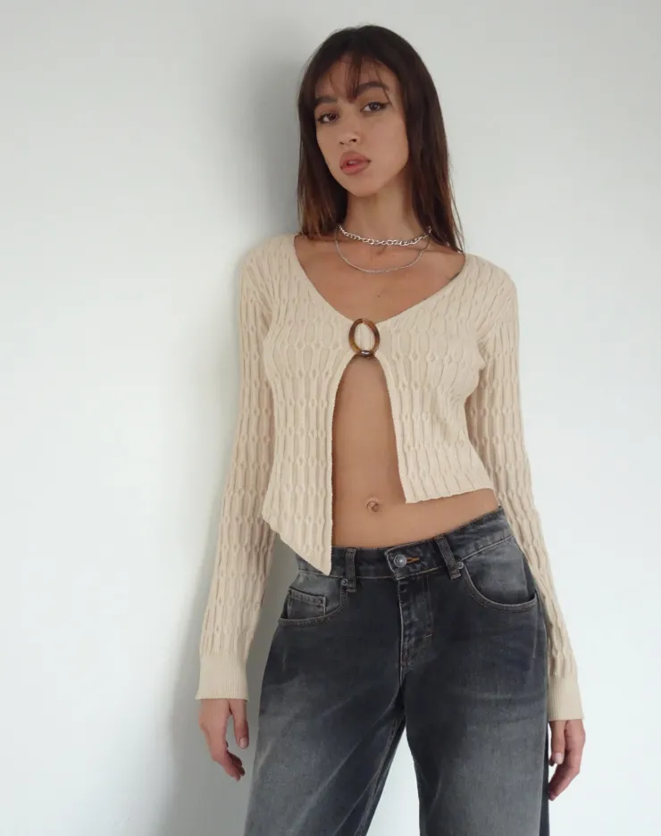 Women Motel Rocks Long Sleeve Tops | Mohara Long Sleeve Butterfly Top in Neutral Knit