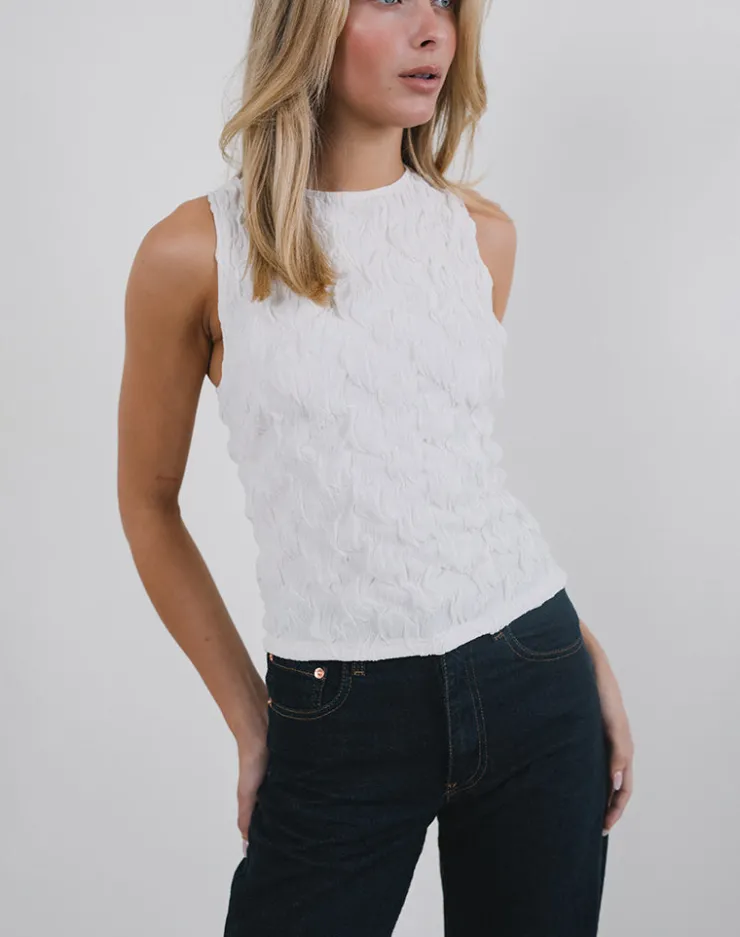 Women Motel Rocks Vest Tops | Monelo Vest Top in Textured Mesh White