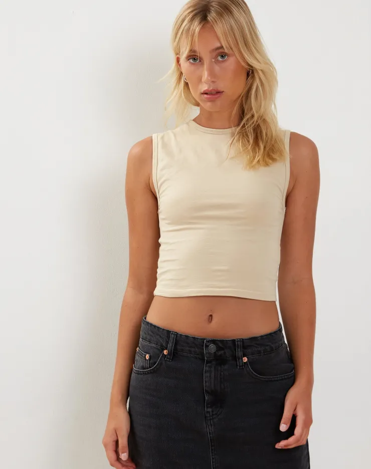 Women Motel Rocks Crop Tops | Monlo Vest Top in Coconut Milk