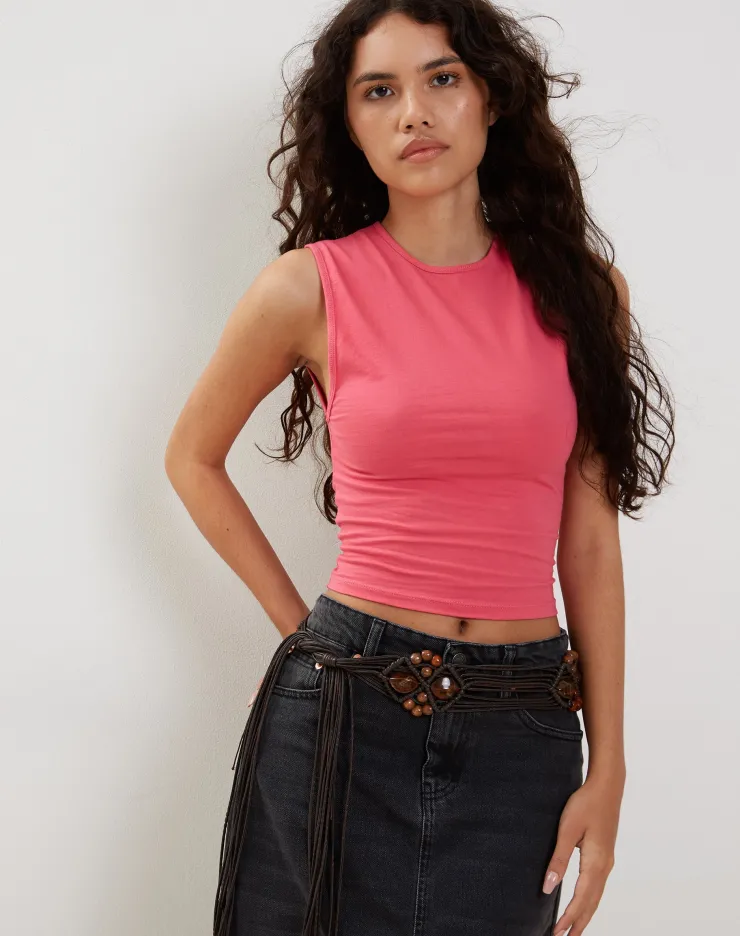 Women Motel Rocks Basic Tops | Monlo Vest Top in Hot Pink