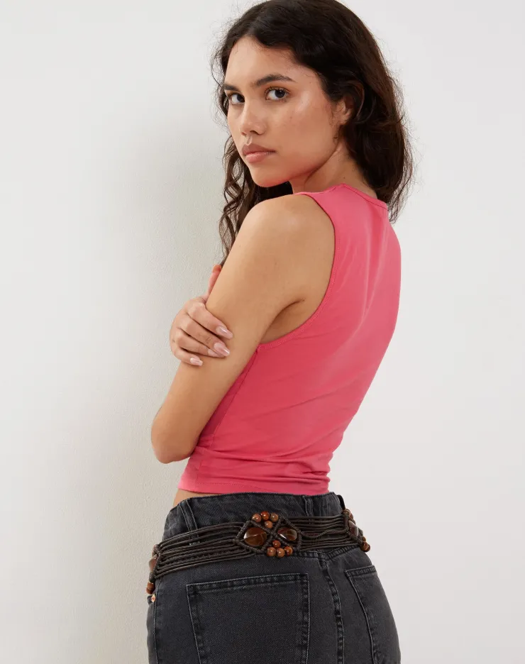 Women Motel Rocks Basic Tops | Monlo Vest Top in Hot Pink