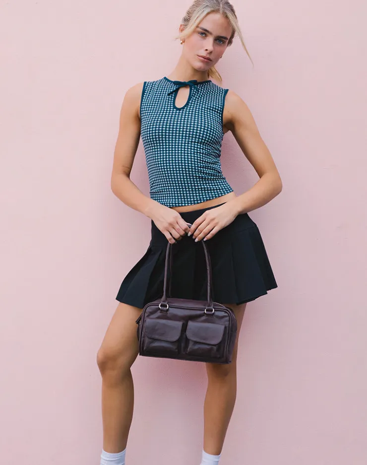 Women Motel Rocks Tailoring | Vest Tops | Monsela Top in Mini Gingham Dark Blue