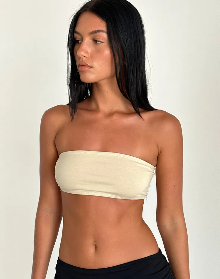 Women Motel Rocks Basic Tops | Nabel Micro Tube Top in Coconut Milk