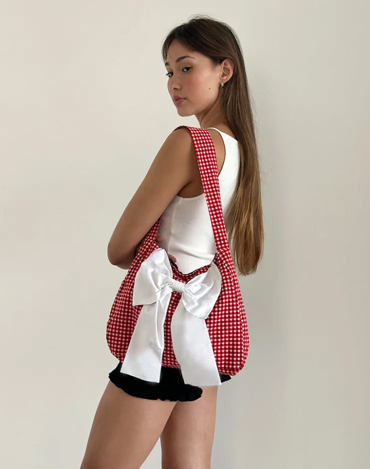 Women Motel Rocks Accessories | Nagi Bag in Red Gingham with White Bow