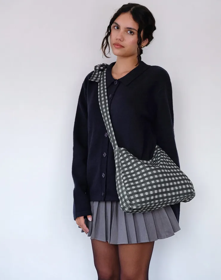 Women Motel Rocks Accessories | Nagisa Bow Bag in Tonal Gingham Black Grey