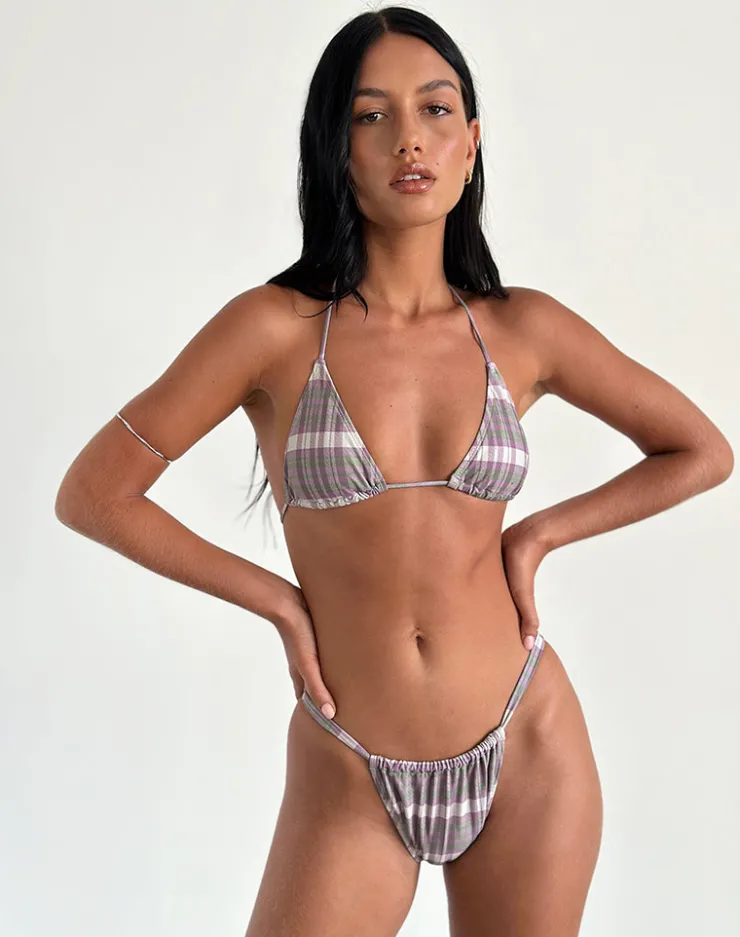 Women Motel Rocks Swimwear | Nakeela Bikini Bottom in Purple Tartan