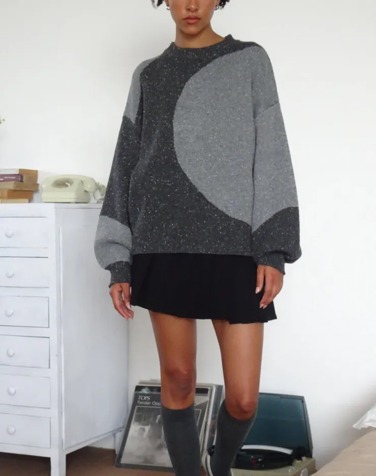 Women Motel Rocks Jumpers | Namari Jumper in Black and Charcoal Mix Knit