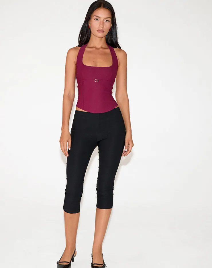 Women Motel Rocks Halterneck Tops | Nasya Halter Top in Tailoring Burgundy