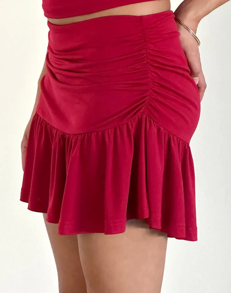 Women Motel Rocks Co-ords | Mini Skirts | Nefeli Mini Skirt in Lycra Slinky Red